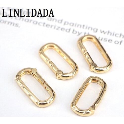 5Pcs, Micro Pave Zircon Oval shape Key Lock Findings, CZ Clasps Jewelry Making, Carabiner Clasps