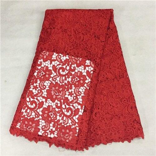 5yards/lot RED Wedding Dress Gown Lace Fabric African guipure lace fabric for sewing african cord lace fabric