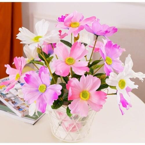 6 Heads Artificial Daisy autumn Small Silk white Tea Flowers Fake Wedding flowers for Home Table centerpiece Spring Vase Decor