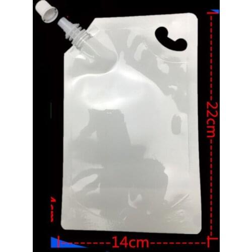 DHL 14*22cm 500ml 500Pcs/ Lot White Empty Doypack Spout Bag Jelly Juice Wine Drinking Stand Up Spout PE Poly Party Package Pouch