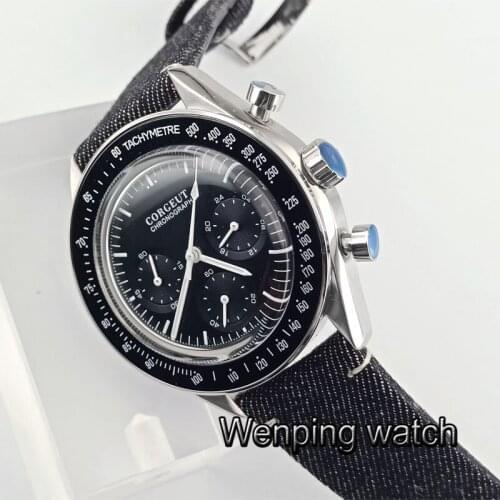 New Luxury Corgeut Quartz Mens Watch Chronograph Function 40mm Polished Case W2897