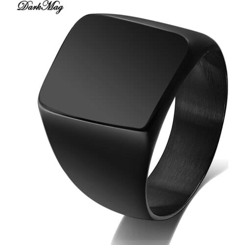 DarkMag 2020 Fashion Simple Style Black Square Ring Classic Ring Wedding Engagement Jewelry
