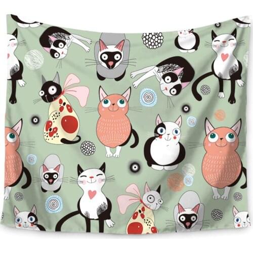 Home decoration European fashion animal tapestry tapestry cute cat pattern wall hanging background cloth can be customized