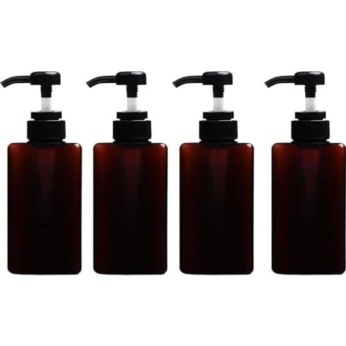 2/4pcs 450ml Refillable Empty Dispenser Reusable Bath Hotel Pump Bottle Essential Oils Lotion Shampoo Dispenser Square Container