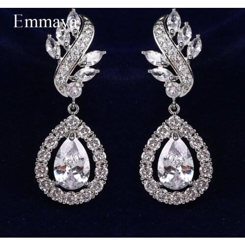 Emmaya Ingenious Design Long Earring Symmtrical Appearance For Female Punk Style Zirconia Jewelry Muliticolor Wedding Party