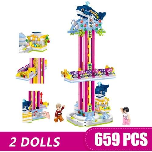 659PCS Small Building Blocks Bricks Compatible Friends City Amusement Park abyss turbo drop toys for girls boys kids child gift