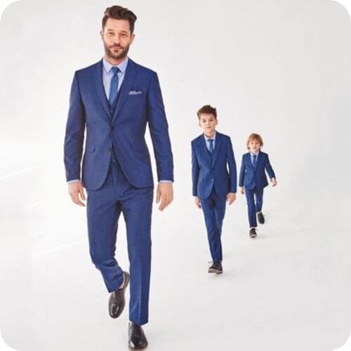 Royal Blue Mens Elegent Suits for Wedding Slim Fit Groom Tuxedo Boy Wedding Suit Retro Child Blazer 3Piece Costume Homme Ternos