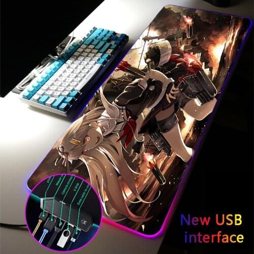 MRGLZY Anime Girl Kancolle RGB Gaming XXL Large Size USB Hub GamesMouse Pad LED 4-Port Mousepad Computer PC Mouse Mat for Csgo