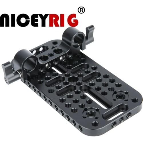 NICEYRIG Cheese Plate Mounting with 15mm Rod Clamp for DSLR Batteries Converter Boxes for Blackmagic URSA Mini Camera and More