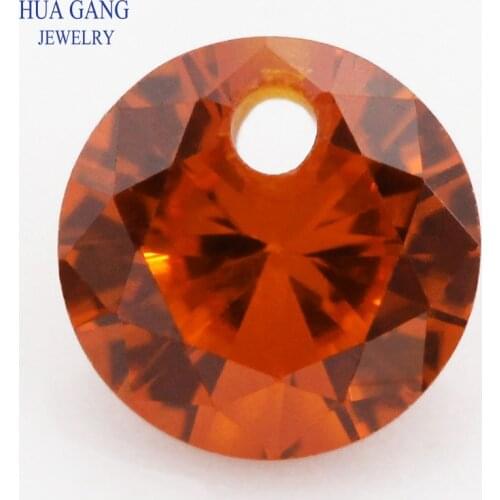 Single Hole Orange CZ Stone AAAAA Round Brilliant Cut High Quality Cubic Zirconia For For DIY Jewelry Making 3-16mm Loose Beads