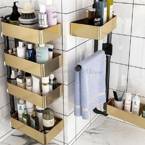 Light Luxury Towel Bar Bathroom Rotating Rack Wall-mounted Free Perforation Wall Toilet Toilet Creative Storage Rack
