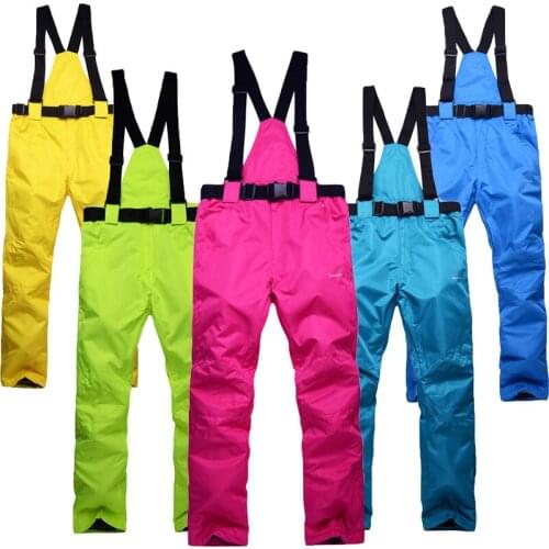 Ski Pants Women And Men Suspenders Outdoor Sports High Quality Windproof Waterproof Warm Winter Brands Snow Snowboard Trousers