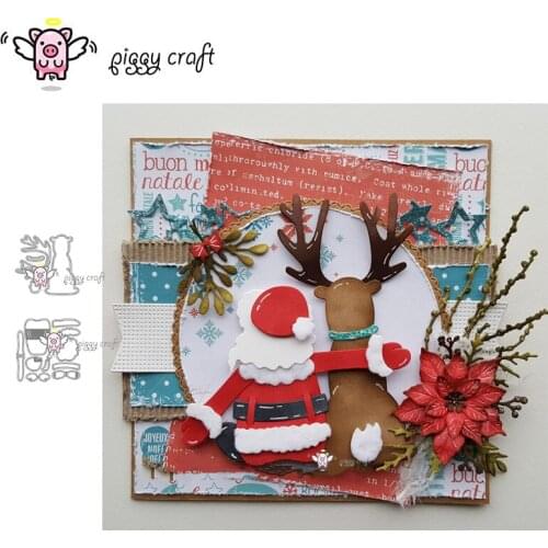 Piggy Craft metal cutting dies cut die mold New Christmas Santa Deer Scrapbook paper craft knife mould blade punch stencils dies