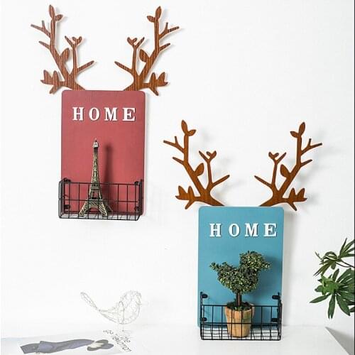 Nordic Antler Wall Clock Personalized Antler Note Hook Wood Decorative Wall Shelf Home Decoration Clock Strong Load Bearing