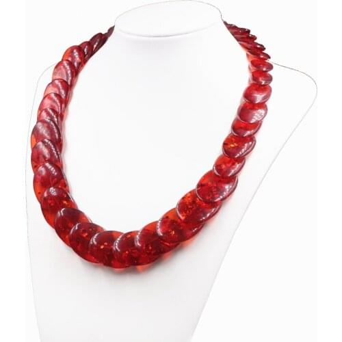 Exaggerated Personality Boho Necklace for Women Simple and Versatile Necklaces Faux Resin Ambers Beads Strand Chain Jewelry B341