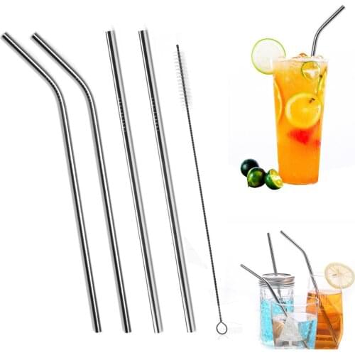 Stainless Steel Drinking Straws Reusable Metal Straw With Cleaner Brush For Home Party Barware Bar Accessories For Mugs 20/30oz