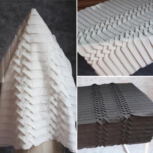 Pleated Chiffon Fabric Hand Woven Triangle Folds DIY Patchwork Patches Home Decor Shirt Skirt Dress Designer Fabric 82*62cm