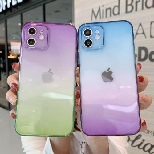 SUYACS Luxury Gradient Clear Phone Case For iPhone 11 12 Pro Max XS Max X XR 7 8 Plus 12 Mini Soft TPU Coque For iPhone 11 Case