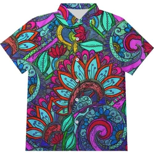 IFPD Short Sleeve Button Shirt Leaves Floral Art Pattern 3D Print New Men Women Casual Comfortable Streetswear Abstract Clothes