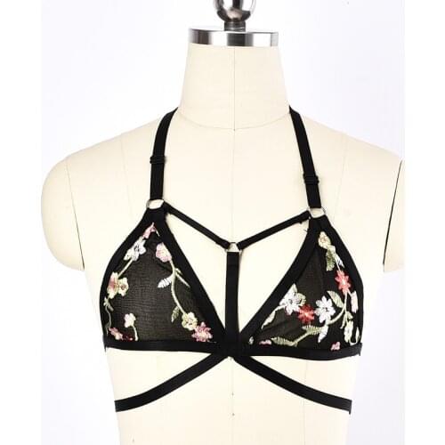 Mesh Gothic Underwear Body Harness Crop Tops Cage Bra Punk Dance Festival Rave Wear Harness Soft Belt Lingerie Harness Red Bra