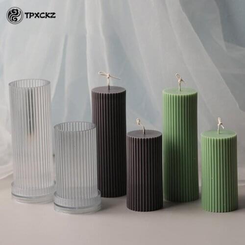 Rack Cylindrical Candle Mold Acrylic Mold Stripe Decoration Candle Scented DIY Candle Mold Home Party Decor Wedding Decor