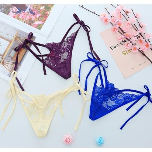 6pcs/lot Bandage female Underwear Women lace Panties Thong girls sexy g-strings lovely teenage bow bragas 7 colors fashion XS-xL