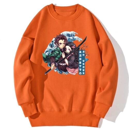 Demon Slayer Drop shoulders Mens Sweatshirt Long Sleeve Fashion Tops Leisure Casual Clothing 2020 New Winter Sudaderas Masculino