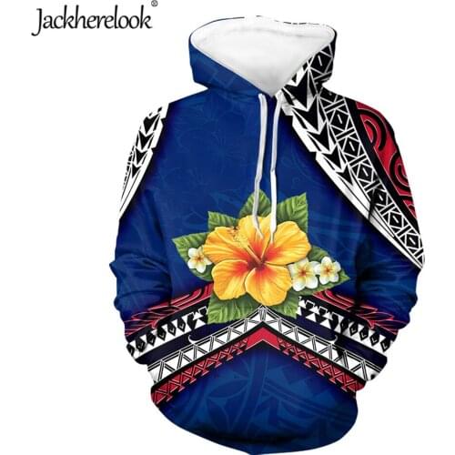 Jackherelook Oversized Sweatshirt For Teen Girls Autumn Samoan Polynesian Hibiscus Plumeria Brand Design Long Sleeved Hoodies