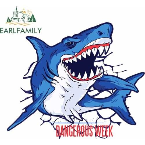 EARLFAMILY 13cm x 11.2cm for Shark Repair Car Stickers Laptop Fine Decal Vinyl Material Waterproof Motorcycle For JDM SUV RV