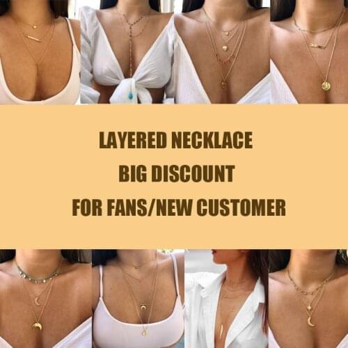 Wild & Free 2020 Summer Layered Necklace For Women Gold Cross Star Moon Pendant Necklace Fashion Beach Jewelry Party Gift