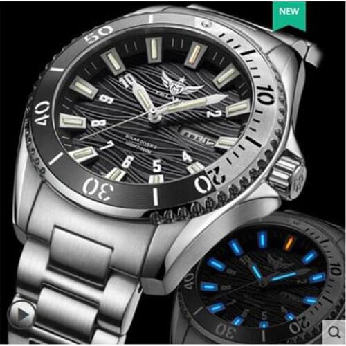 Yelang Men Solar Drive Watch Tritium T100 Waterproof 300M Sapphire Date Diving Military Watch