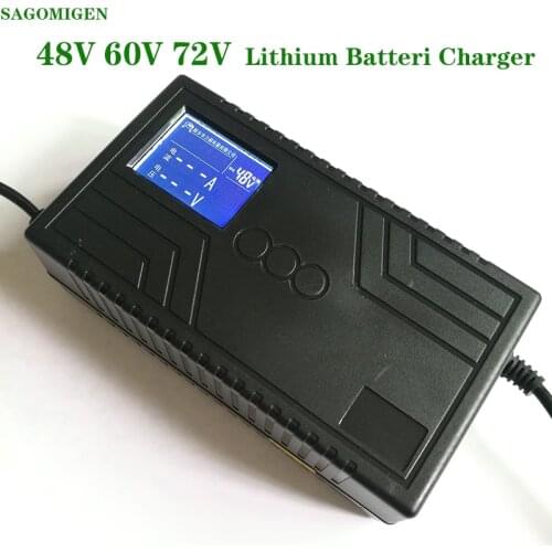13S 16S 17S 20S 24S Lithium Batteri Charger 48V 60V 72V Li-ion Lifepo4 Charger with LCD Display Screen Scooter E-bike Charger