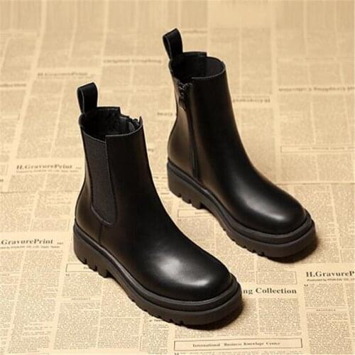 Women Chunky Heel Ankle Boots Woman Shoes Autumn Brand Designer Chelsea Boots Female Platform Boots Lasdies Fashion