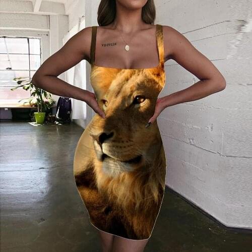 Giyu Brand Lion Dresses Women Animal Sundress Anime 3d Print Harajuku Bodycon Dress Forest Ladies Dresses Womens Clothing Club