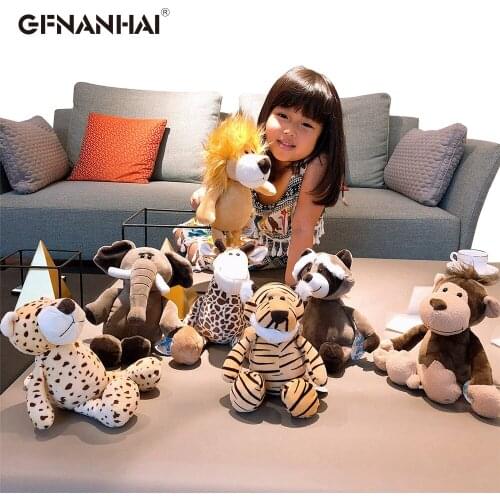 1pc 25/35cm Cute Forest Series Animal Plush toy Cartoon Elephant Fox Giraffe Raccoon Bear Dolls Stuffed Soft Toys for Baby Gift