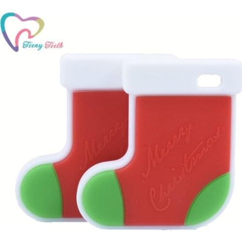 10 PCS Baby Silicone Teether Silicone Sockings Teether DIY Jewelry Nursing Accessories Bracelet Sensory Toys Christmas Baby Teet