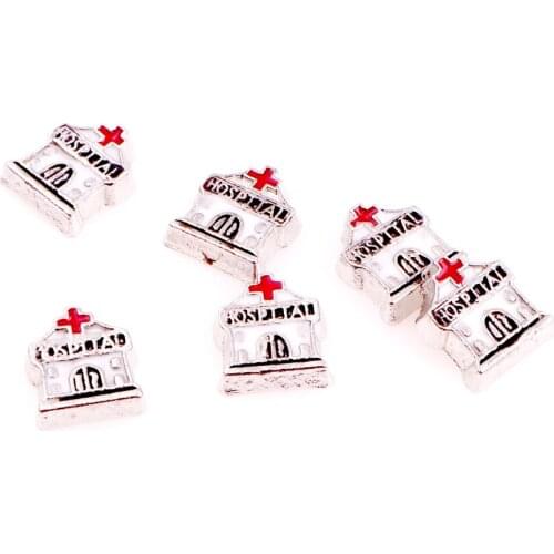 20Pcs/Lot F1051 Enamel Hospital Floating Charms Locket Necklace Bracelet DIY Jewelry Supplies