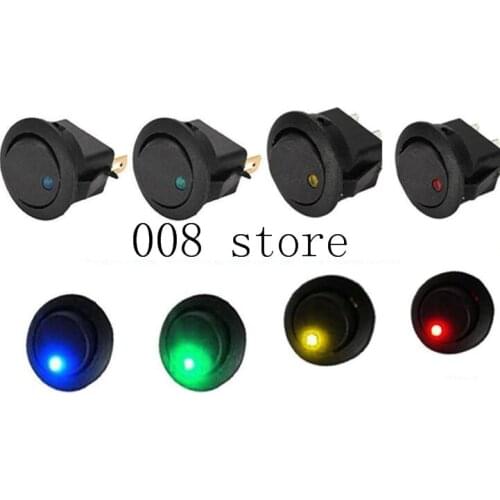 4pcs 12V LED Dot Light Car Boat Round Rocker ON/OFF SPST Switch 4 Colors