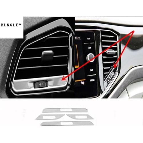 4pcs/lot Car stickers Stainless steel front air conditioning outlet decoration cover for 2018 2019 Volkswagen VW T-ROC