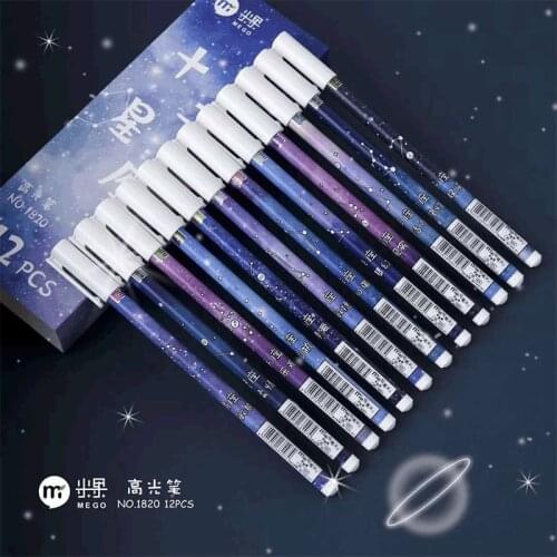 4 pcs/lot Twelve Constellations Black Gel Pen Set Signature Pen Escolar Papelaria School Office Supply Promotional Gift