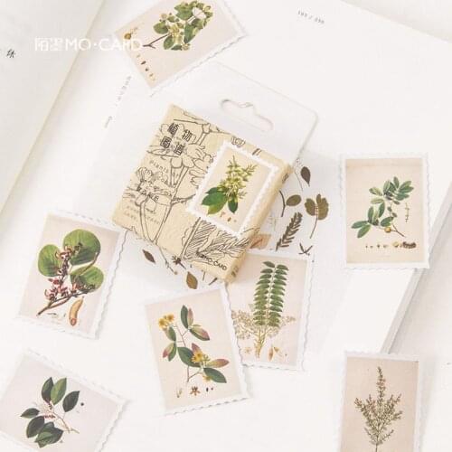 45 Pcs Plant Collection Series Decorative Stickers Adhesive Stickers DIY Decoration Diary Stickers Box Package Sealing Sticker