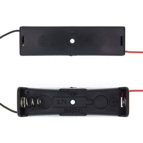 50pcs 18650 Battery Li-ion 3.7V Clip battery holder Box Case Black With Wire Lead battery holders