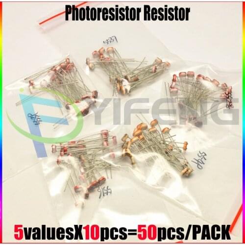 50pcs NEW and original 5values X10PCS 5516 5528 5537 5539 5549 Photo Light Sensitive Resistor Photoresistor Assortment Kit Set