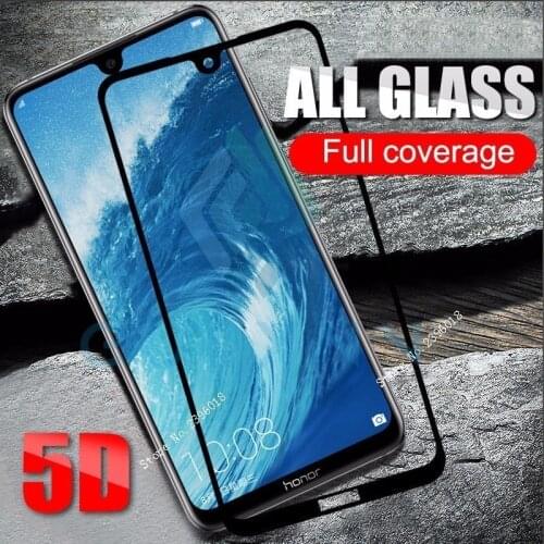 5D Protective Glass On Honor 8X 7X 8C 9 10 Lite Tempered Glas Screen Protector On P30 20 Mate 20 P Smart Plus Full Cover Film