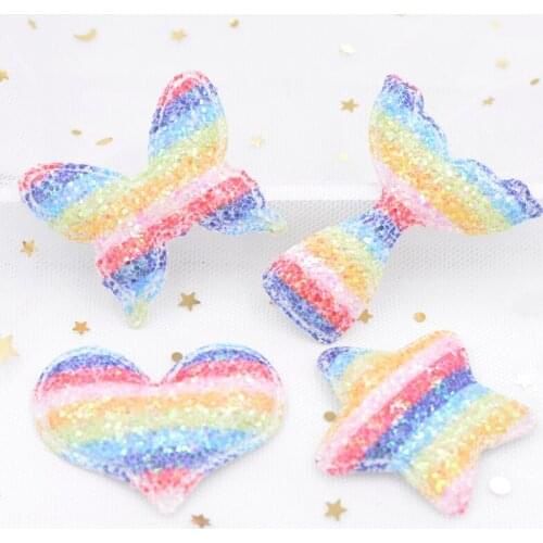 8Pcs Slap-up Glitter Iridescence Sequins Padded Patches Mermaid Tail/Heart/Butterfly/Star Appliques for DIY Hair Clips Decor S02