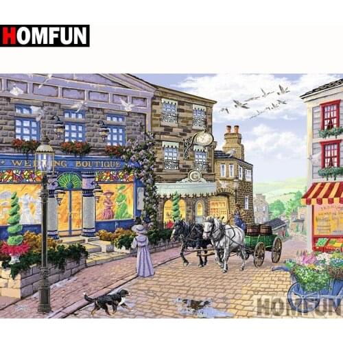 HOMFUN Full Square/Round Drill 5D DIY Diamond Painting "House landscape" Embroidery Cross Stitch 5D Home Decor Gift A18111