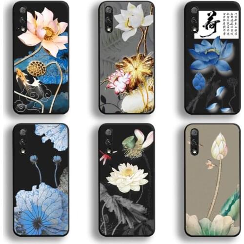 Lotus Magpie Bird Flower Phone Case For Huawei Honor 30 20 10 9 8 8x 8c v30 Lite view 7A pro