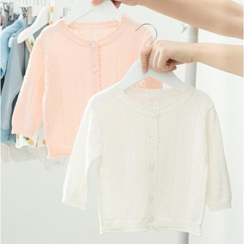 2021 Summer New Toddler Baby Girl Soft Solid Cardigan Coats Kid Sweet Cotton Breathable Childrens Sun Protection Jacket