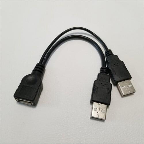Dual 2 Port USB 2.0 Data + Power A Male to Female Y Splitter Adapter Cable Cord 15cm for Portable HDD SSD Enclosure