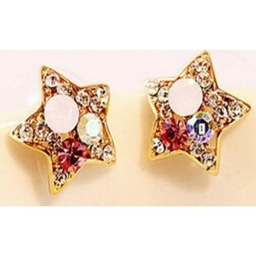 E420 2019 New New Fashion Vintage Retro Colorful Rhinestone Stars Lovely Earrings Jewelry wholesale free shipping